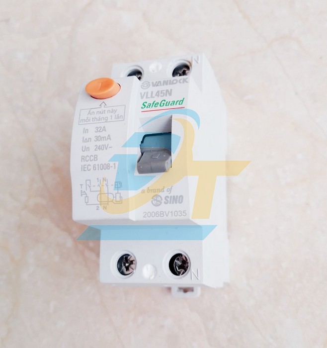Cầu dao chống rò RCCB 2P 32A 30mA Sino VLL45N/32A