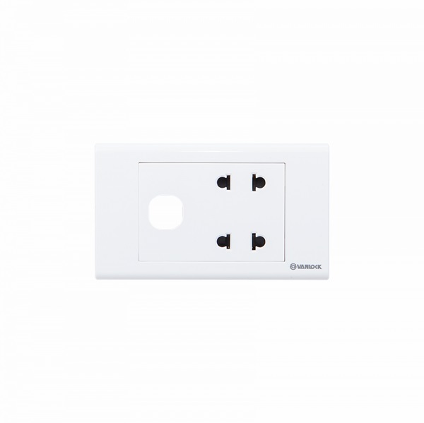 Ổ cắm đôi 2 chấu 16A với 1 lỗ Sino S18U2X