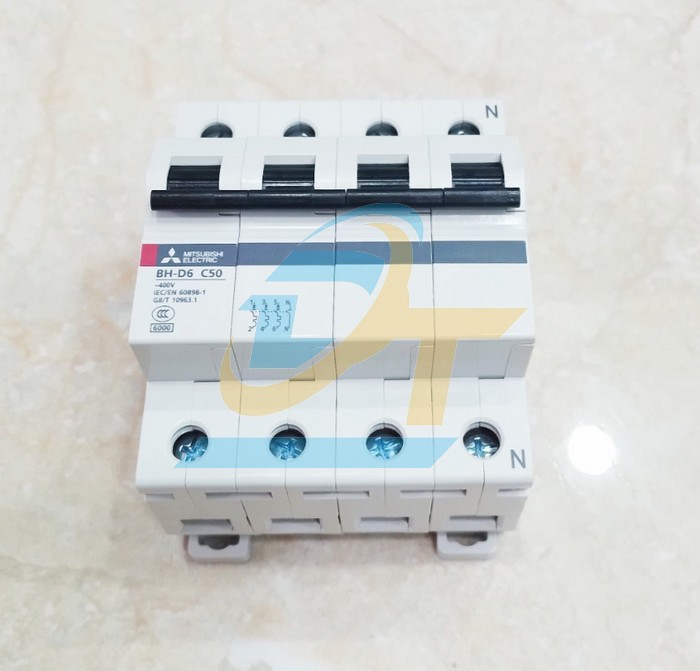 Cầu dao tự động MCB Mitsubishi BH-D6 (Type C N) 4P 50A 6kA