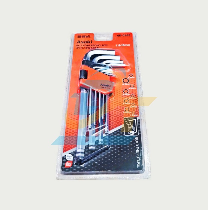 Bộ lục giác bi xi mờ 9 cây 1.5-10mm Asaki AK-0409
