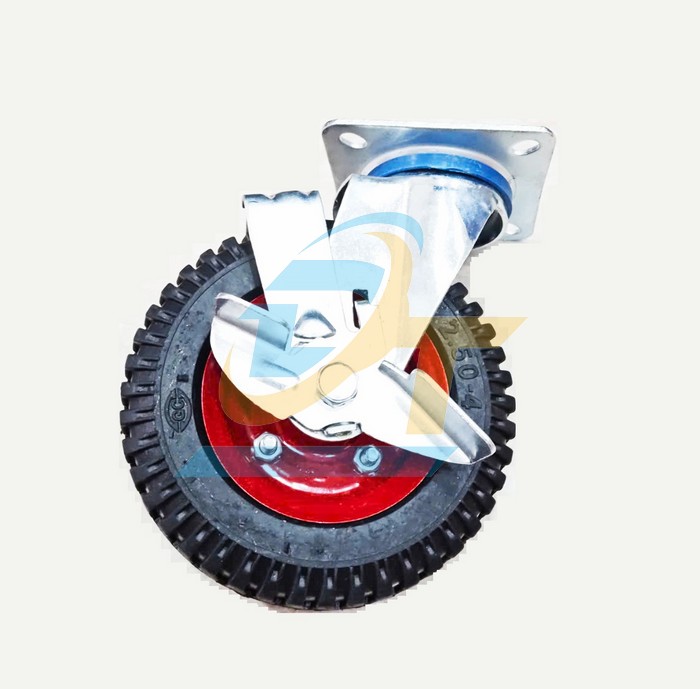 Bánh xe đẩy cao su mâm sắt có khóa 200x50 càng xoay