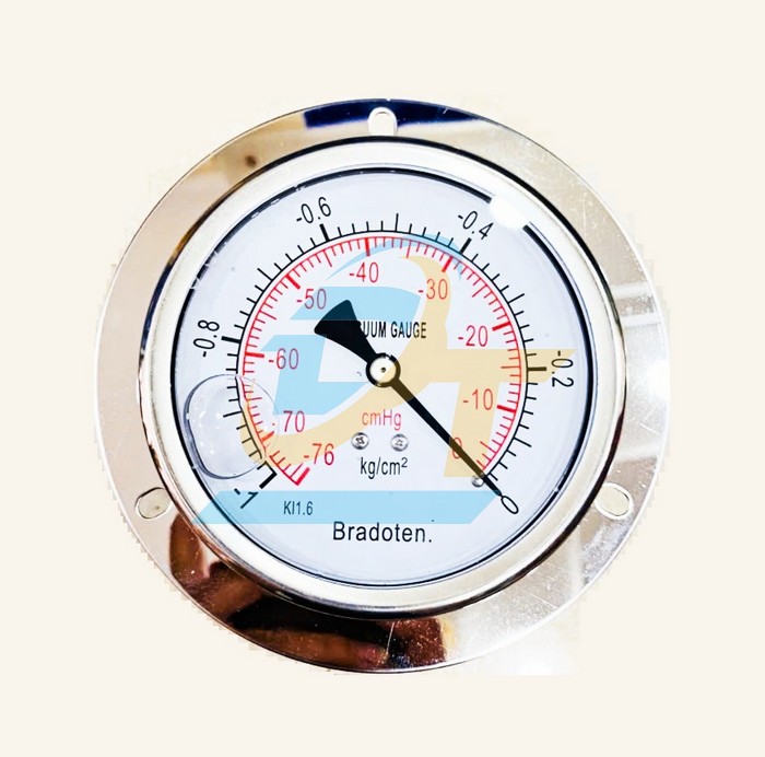 Đồng hồ đo &aacute;p suất Bradoten 100mm -76cm/Hg -1kg/cm2 (Ch&acirc;n sau ren 3/8" - 17mm)