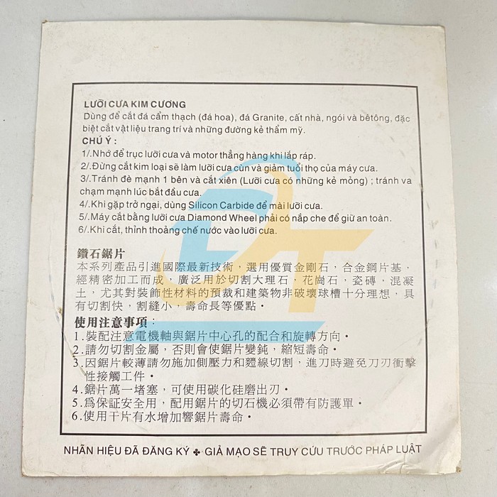 Lưỡi cắt gạch khô Nam Kiến 1T (loại tốt)  NamKien | Giá rẻ nhất - Công Ty TNHH Thương Mại Dịch Vụ Đạt Tâm