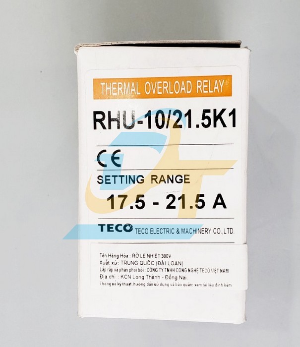 Relay nhiệt 17.5-21.5A Teco RHU-10/21.5K1 RHU-10/21.5K1 Teco | Gi&aacute; rẻ nhất - C&ocirc;ng Ty TNHH Thương Mại Dịch Vụ Đạt T&acirc;m