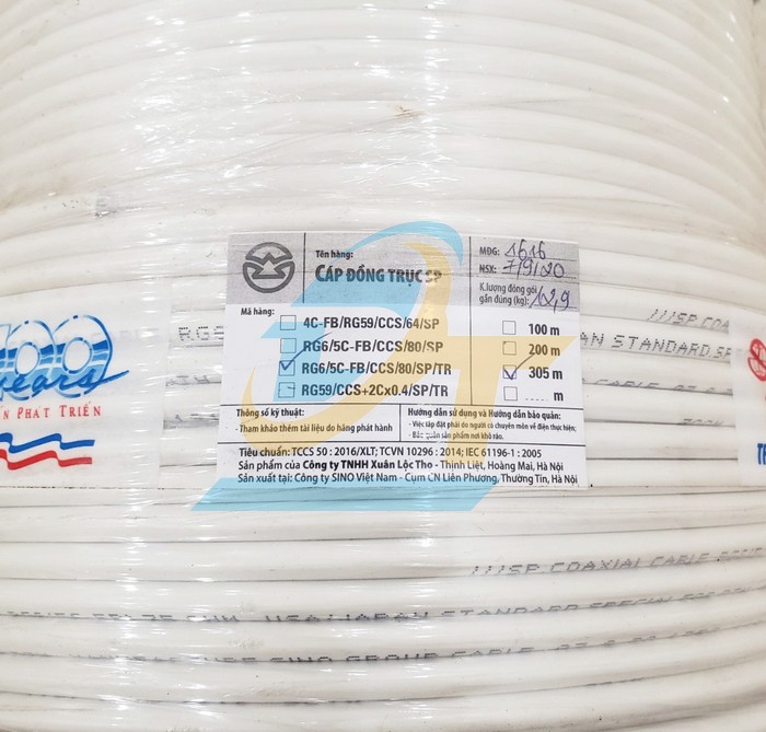 Cáp đồng trục Sino RG6/5C-FB/CCS/80/SP/TR (Cuộn 305m) RG6/5C-FB/CCS/80/SP/TR Sino | Giá rẻ nhất - Công Ty TNHH Thương Mại Dịch Vụ Đạt Tâm