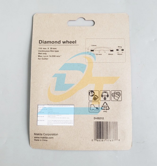 Lưỡi cắt kim cương 110x20mm Makita D-05212 D-05212 Makita | Giá rẻ nhất - Công Ty TNHH Thương Mại Dịch Vụ Đạt Tâm
