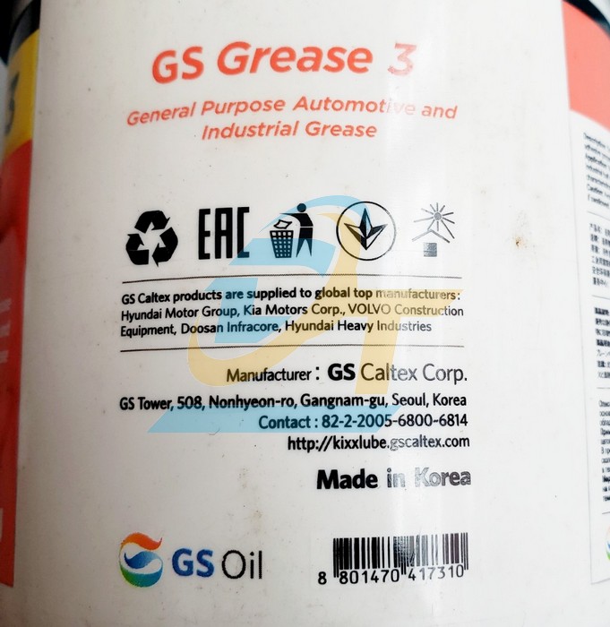 Mỡ b&ograve; chịu nhiệt cao cấp GS Grease 3 (Hộp 0.5kg)  GS-Caltex | Gi&aacute; rẻ nhất - C&ocirc;ng Ty TNHH Thương Mại Dịch Vụ Đạt T&acirc;m