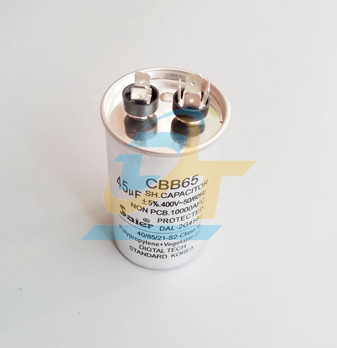 Tụ nhôm 400V Saier CBB65 45uF  Saier | Giá rẻ nhất - Công Ty TNHH Thương Mại Dịch Vụ Đạt Tâm