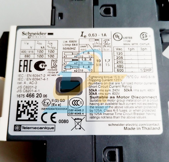 Cầu dao bảo vệ động cơ 3P 9-14A Schneider GV2ME16 GV2ME16 SCHNEIDER | Gi&aacute; rẻ nhất - C&ocirc;ng Ty TNHH Thương Mại Dịch Vụ Đạt T&acirc;m