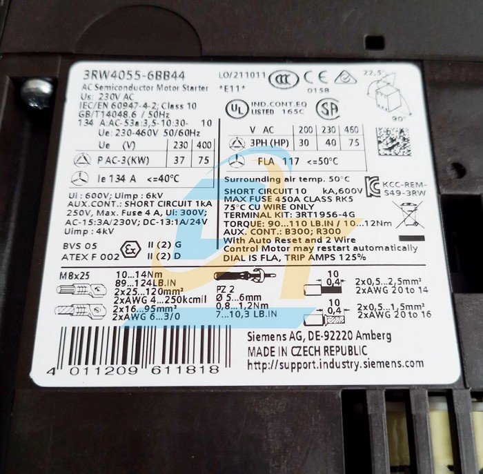 Bộ khởi động mềm 75kW Siemens 3RW4055-6BB44 3RW4055-6BB44 SIEMENS | Giá rẻ nhất - Công Ty TNHH Thương Mại Dịch Vụ Đạt Tâm