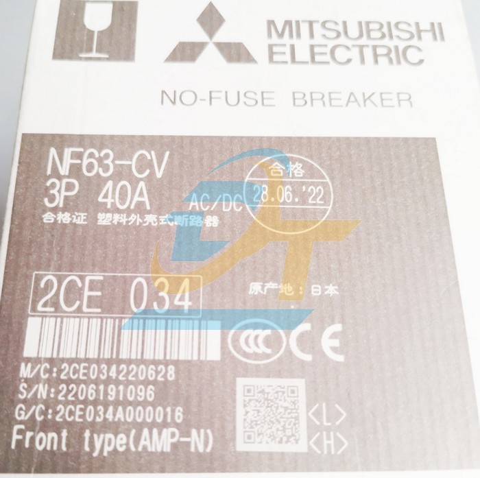 Cầu dao điện MCCB (khối) Mitsubishi NF63-CV 3P 40A 5kA  MITSUBISHI | Giá rẻ nhất - Công Ty TNHH Thương Mại Dịch Vụ Đạt Tâm