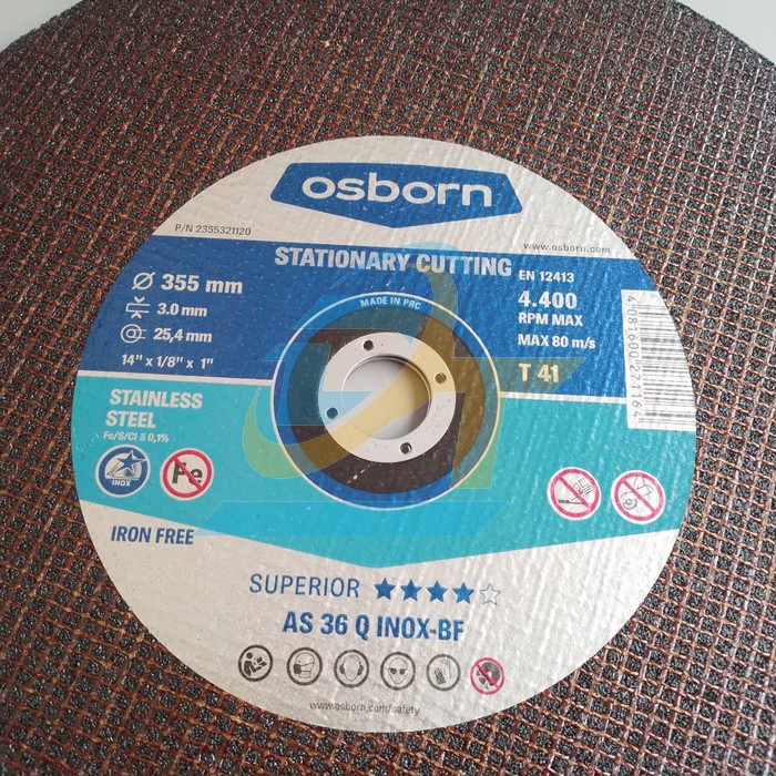 Đá cắt AS 36 Q INOX-BF T41 Osborn 355x3x25.4mm  OSBORN | Giá rẻ nhất - Công Ty TNHH Thương Mại Dịch Vụ Đạt Tâm
