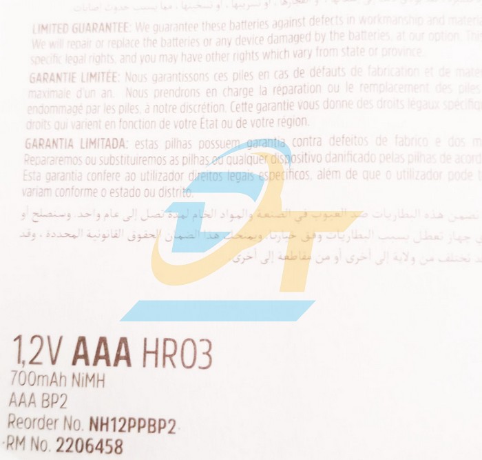 Pin sạc AAA 1.2V 700mAh Ni-MH Energizer NH12RP2  ENERGIZER | Giá rẻ nhất - Công Ty TNHH Thương Mại Dịch Vụ Đạt Tâm