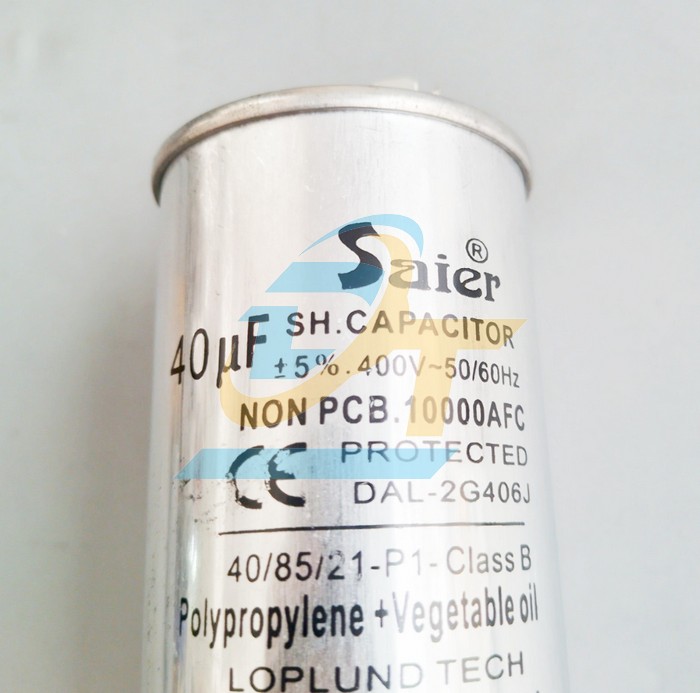Tụ nhôm 400V Saier CBB65 40uF  Saier | Giá rẻ nhất - Công Ty TNHH Thương Mại Dịch Vụ Đạt Tâm