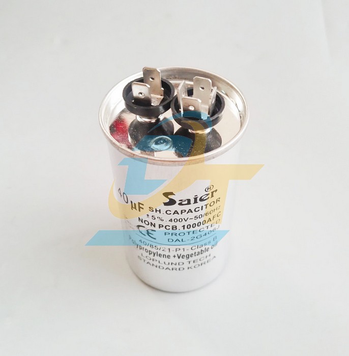 Tụ nhôm 400V Saier CBB65 40uF  Saier | Giá rẻ nhất - Công Ty TNHH Thương Mại Dịch Vụ Đạt Tâm