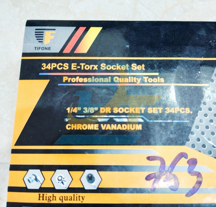 Bộ khẩu E v&agrave; tu&yacute;p hoa thị T 34 chi tiết 1/4" - 3/8"  China | Gi&aacute; rẻ nhất - C&ocirc;ng Ty TNHH Thương Mại Dịch Vụ Đạt T&acirc;m
