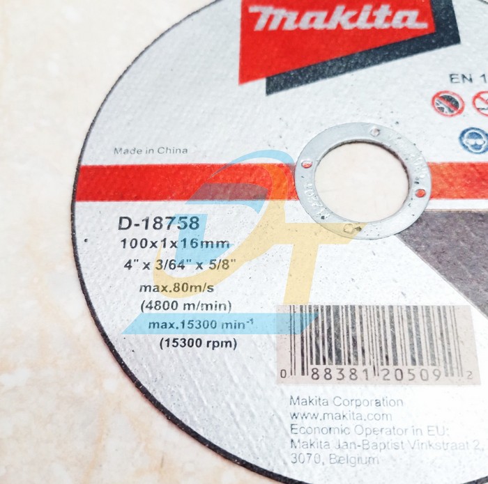 Đá cắt sắt 100x1.0x16mm Makita D-18758 D-18758 Makita | Giá rẻ nhất - Công Ty TNHH Thương Mại Dịch Vụ Đạt Tâm