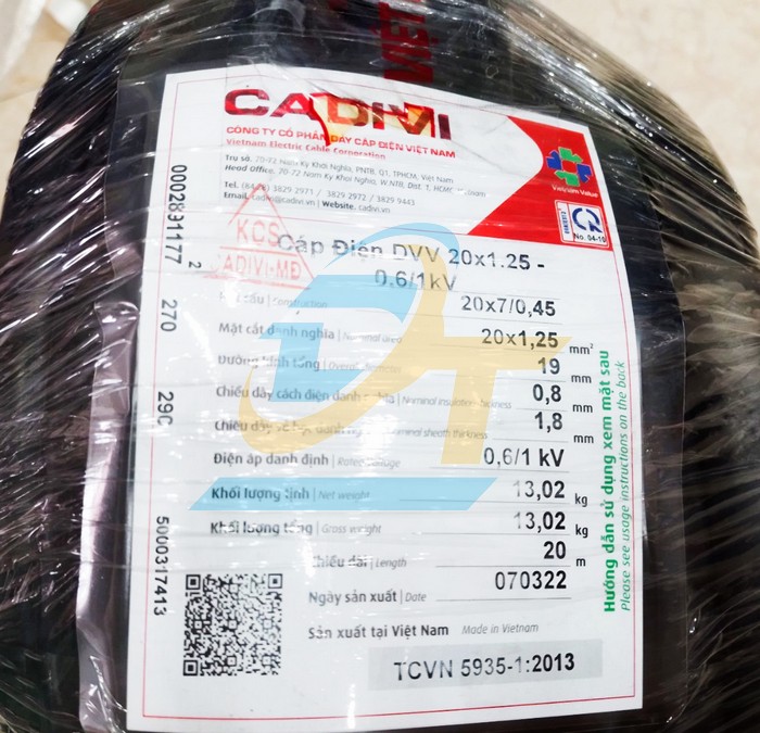Cáp điều khiển không màn chắn Cadivi DVV 20x1.25 - 0.6/1kV  Cadivi | Giá rẻ nhất - Công Ty TNHH Thương Mại Dịch Vụ Đạt Tâm