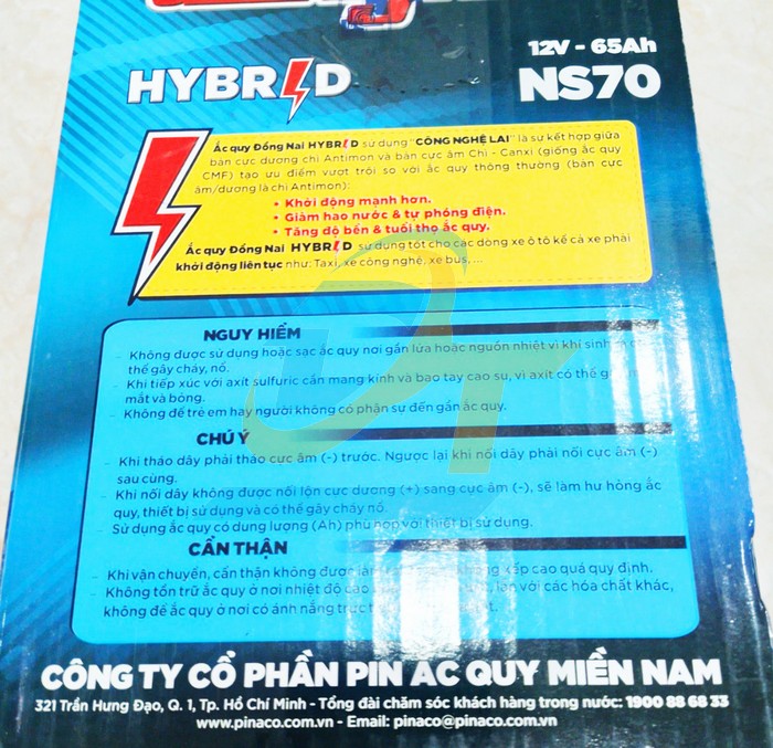 Ắc quy nước Pinaco Đồng Nai NS70 (12V-65Ah)  PINACO | Giá rẻ nhất - Công Ty TNHH Thương Mại Dịch Vụ Đạt Tâm