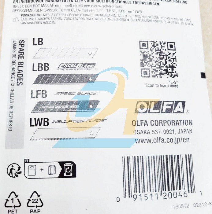 Dao cắt kỹ thuật 18mm Olfa L-5  OLFA | Gi&aacute; rẻ nhất - C&ocirc;ng Ty TNHH Thương Mại Dịch Vụ Đạt T&acirc;m