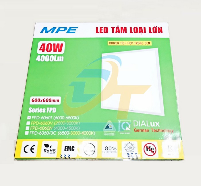 Đèn Led Panel 600x600x35mm 40W 6000-6500K MPE FPD-6060T FPD-6060T MPE | Giá rẻ nhất - Công Ty TNHH Thương Mại Dịch Vụ Đạt Tâm