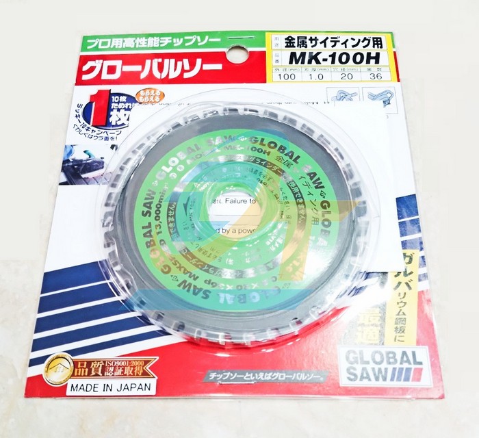 Lưỡi cưa đĩa hợp kim cắt inox 100x1.0x20x36 Global Saw MK-100H  GLOBAL-SAW | Giá rẻ nhất - Công Ty TNHH Thương Mại Dịch Vụ Đạt Tâm
