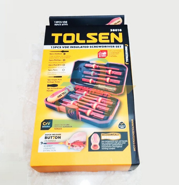 Bộ v&iacute;t c&aacute;ch điện 1000V 13 chi tiết Tolsen 38016  Tolsen | Gi&aacute; rẻ nhất - C&ocirc;ng Ty TNHH Thương Mại Dịch Vụ Đạt T&acirc;m