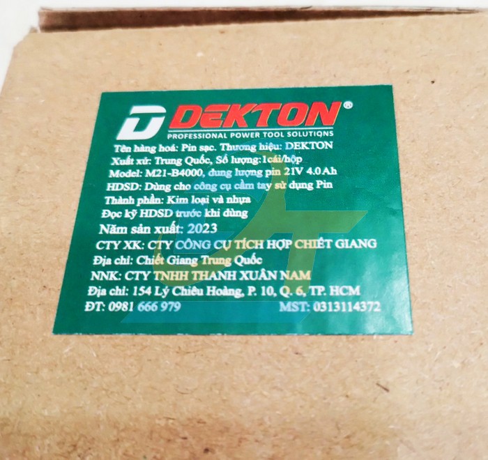 Pin Li-ion 21V 4.0Ah Dekton M21-B4000  DEKTON | Giá rẻ nhất - Công Ty TNHH Thương Mại Dịch Vụ Đạt Tâm
