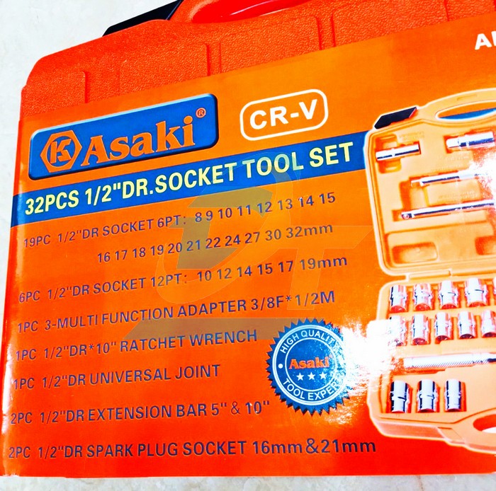 Bộ tuýp 1/2" 32 chi tiết 8-32mm xi bóng Asaki AK-9770 AK-9770 Asaki | Giá rẻ nhất - Công Ty TNHH Thương Mại Dịch Vụ Đạt Tâm