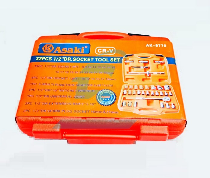 Bộ tuýp 1/2" 32 chi tiết 8-32mm xi bóng Asaki AK-9770 AK-9770 Asaki | Giá rẻ nhất - Công Ty TNHH Thương Mại Dịch Vụ Đạt Tâm
