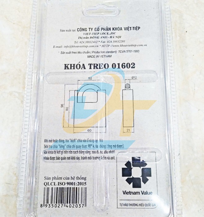 Kh&oacute;a treo chống cắt 60mm Việt Tiệp 01602  VietTiep | Gi&aacute; rẻ nhất - C&ocirc;ng Ty TNHH Thương Mại Dịch Vụ Đạt T&acirc;m