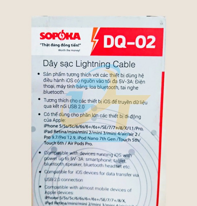 Cáp sạc Iphone chân Lighting dài 1m SOPOKA DQ-02 DQ-02 Sopoka | Giá rẻ nhất - Công Ty TNHH Thương Mại Dịch Vụ Đạt Tâm
