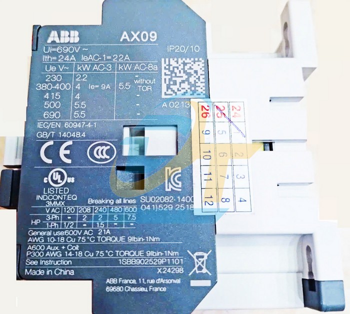 Khởi động từ 3P 9A 220V ABB AX09-30-10  ABB | Giá rẻ nhất - Công Ty TNHH Thương Mại Dịch Vụ Đạt Tâm
