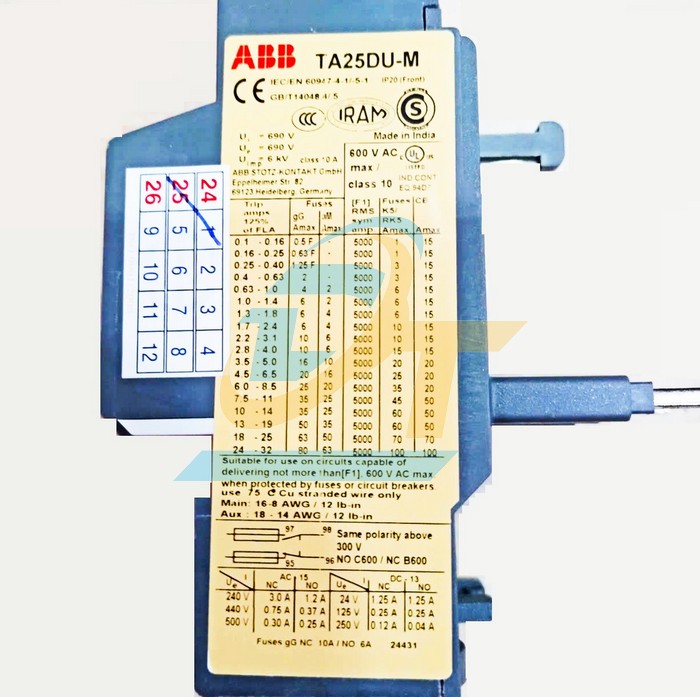 Relay nhiệt 4.5-6.5A ABB TA25DU-6.5M  ABB | Giá rẻ nhất - Công Ty TNHH Thương Mại Dịch Vụ Đạt Tâm