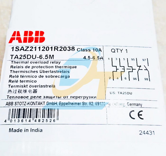 Relay nhiệt 4.5-6.5A ABB TA25DU-6.5M  ABB | Giá rẻ nhất - Công Ty TNHH Thương Mại Dịch Vụ Đạt Tâm