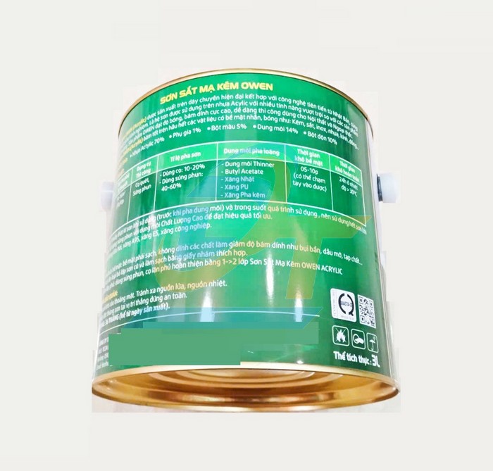 Sơn sắt mạ kẽm 1 thành phần Owen 3kg (Màu xanh lá mạ TH-032)  OWEN | Giá rẻ nhất - Công Ty TNHH Thương Mại Dịch Vụ Đạt Tâm
