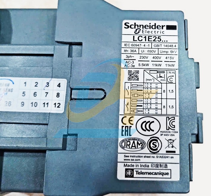 Khởi động từ 3P 25A 220V 1NO Schneider LC1E2510M5  SCHNEIDER | Giá rẻ nhất - Công Ty TNHH Thương Mại Dịch Vụ Đạt Tâm