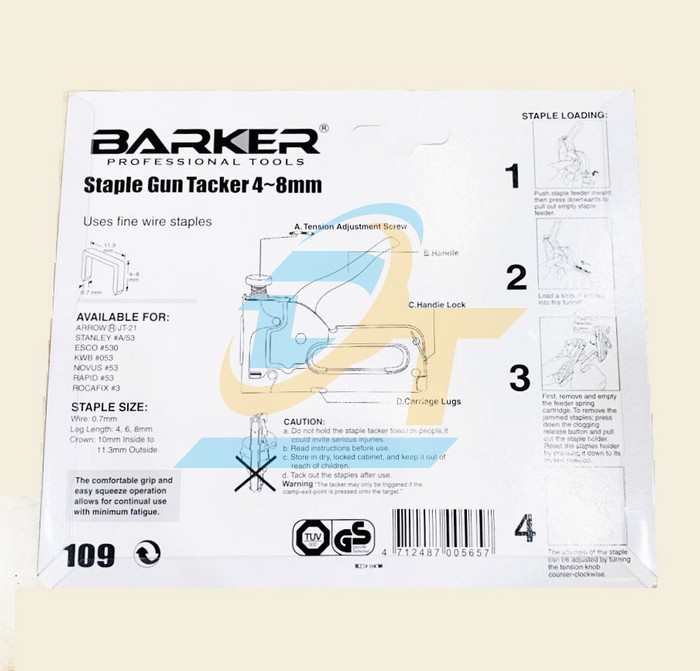 K&igrave;m bấm đinh ghim 4-8mm Barker 109  BARKER | Gi&aacute; rẻ nhất - C&ocirc;ng Ty TNHH Thương Mại Dịch Vụ Đạt T&acirc;m